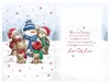 Daughter & Family Christmas Card - Bears Building Snowman Red Foil 9x6"