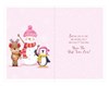 Great Granddaughter 1st Christmas Card - Pink with Snowman & Friends Foil 9x6"