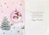 Baby's First Christmas Card - Pink with Bear in Bauble Silver Foil 7.5x5.25"