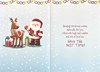 Cousin Christmas Card - Santa, Reindeer & Snowman with Silver Foil 7.5x5.25"