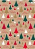20m (4x5m) Christmas Gift Wrapping Paper - Brown with Red Gold White Green Trees