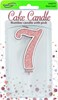 Number 7 Rose Gold Glitter Birthday Party Cake Candle - 3" (7.5cm)