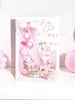 Birth of New Baby Girl Card - Pink Chair Rocking Horse Balloons Bunting 9x6"