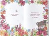 Mum Birthday Card - Bear with Bright Flowers Pink Butterfly & Gold Foil 9x6"