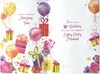 Age 18 Female 18th Birthday Card - Balloons Presents and Flowers Pink Foil 9x6"