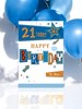 21st Birthday Card - Male Age 21 Today Blue Green Stars Writing & Gold Foil 9x6"