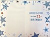 21st Birthday Card - Male Age 21 Today Blue Green Stars Writing & Gold Foil 9x6"