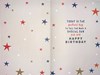 Son Birthday Card - Red Blue Brown Writing & Stars with Silver Foil Detail 9x6"