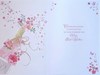 Wedding Day Congratulations Card - Champagne Bottle Pink Flowers Foil 9x6.25"