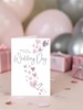 Wedding Day Card - Congratulations Pink Hearts with Silver Foil Writing 9x6"