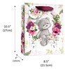 Medium Female Gift Bag - Grey Bear with Butterflies & Flowers 10"x8.5"