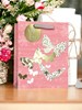 Medium Floral Gift Bag - Pink with White and Gold Butterflies Foil Finish 10x8"