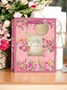 Medium Floral Gift Bag - Pink with Roses and Flowers and Gold Foil Finish 10x8"