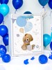 Medium Birth of Baby Boy Gift Bag - Blue White Brown Bear Silver Foil 10x8.5"