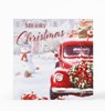 Pack of 12 Square Scenic Christmas Cards - Red Truck in Snow with Snowman & Tree