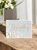 In Sympathy Card - Grey with White Flowers Gold Foil Leaves Writing 7.5x5"
