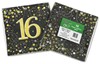 Party Pack for 8 Black & Gold Table Cover Napkin Plates Bunting - 16th Birthday