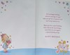 Great Granddaughter 2nd Birthday Card & Badge - Girl with Flowers & Foil 9x6"