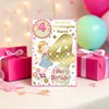 Granddaughter 4th Birthday Card & Badge - Age 4 Girl Skipping Gold Foil 9x6"