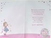 Granddaughter 4th Birthday Card & Badge - Age 4 Girl Skipping Gold Foil 9x6"