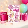 Great Granddaughter 7th Birthday Card & Badge - Girl with Ice Cream Float 9x6"