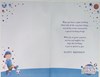 Great-Grandson 5th Birthday Card & Badge - Boy with Football & Blue Foil 9x6"