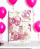 Granddaughter 16th Birthday Card & Badge - Age 16 Pink Balloons Milkshake 9x6"