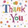 Pack Of 6 Thank You Cards & Envelopes - Multicoloured Text Spots