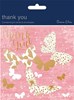 Pack Of 6 Thank You Cards & Envelopes - Pink with Gold Foil Butterfies