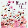 Pack Of 6 Thank You Cards & Envelopes - Pink Purple and Orange Wild Flowers