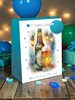 Medium Gift Bag - Birthday Cheers Pint and Bottle of Beer Blue Foil Tag 10x8.5"