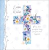 Pack of 8 Religious Blessings Easter Cards 2 Designs -Purple Green Floral Cross