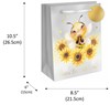 Medium Gift Bag - Bee with Sunflowers and Gold Foil Hearts Writing & Tag 10x8.5"