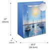 Large Gift Bag - Scenic Watercolour Sailing Boats with Silver Foil Tag 13x10.5"