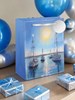 Large Gift Bag - Scenic Watercolour Sailing Boats with Silver Foil Tag 13x10.5"
