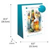 Medium Gift Bag - Birthday Cheers Pint and Bottle of Beer Blue Foil Tag 10x8.5"