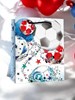 Large Gift Bag - Football Design with Red Blue and Green Stars & Tag 13x10.5"