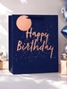Large Male Gift Bag - Navy Blue with Copper Foil Happy Birthday & Tag 13x10.5"