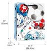 Large Gift Bag - Football Design with Red Blue and Green Stars & Tag 13x10.5"
