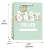 Large Baby Shower Gift Bag - Green with Flowers and White Writing 13x10.25"