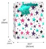 Large Gift Bag White with Green Blue and Pink Stars and Foil Tag 13x10.5"
