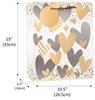 Large Gift Bag - White with Silver Gold Hearts Gold Foil Tag 13x10.25"