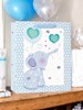 Medium Birth of Baby Boy Gift Bag - Blue Elephant Ribbon Handle & Tag 10.5x8.5"