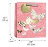 Medium Floral Gift Bag - Pink with White and Gold Butterflies Foil Finish 10x8"
