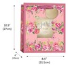 Medium Floral Gift Bag - Pink with Roses and Flowers and Gold Foil Finish 10x8"