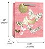 Large Floral Gift Bag Pink with White and Gold Butterflies Foil Finish 13x10.5"