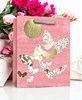 Large Floral Gift Bag Pink with White and Gold Butterflies Foil Finish 13x10.5"