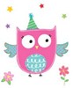 Girls Owl, Tortoise, Butterfly Wrapping Paper - 1 Sheet & 1 Matching Gift Tag