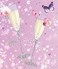 Wedding Day Wrapping Paper - Champagne Flutes Flowers 1 Sheet & 1 Matching Tag