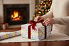 8m (2x4m) Modern Christmas Gift Wrapping Paper Roll White Coloured Snowflakes